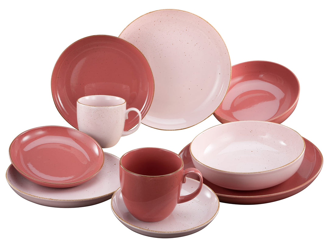 CreaTable, 23581, Serie GIARDINO-TWO, Geschirrset, Kombiservice 10 teilig Rot - Rosé, Rot - Rosé