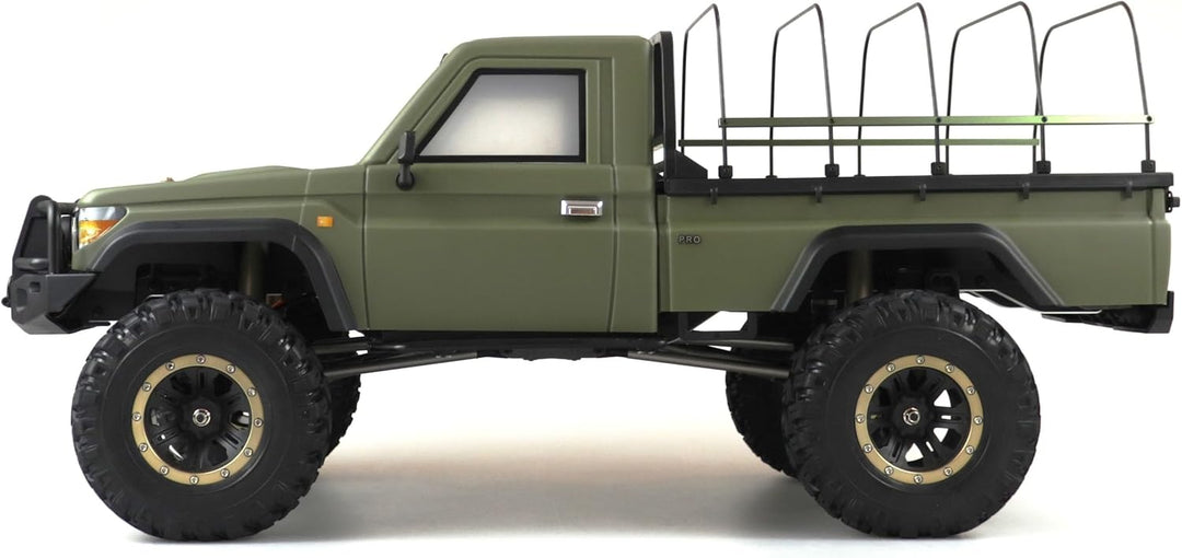 Amewi 22474 RC Scale Crawler AMXRock RCX8BS Pick-Up 1:8, RTR Militär grün, Mattgrün