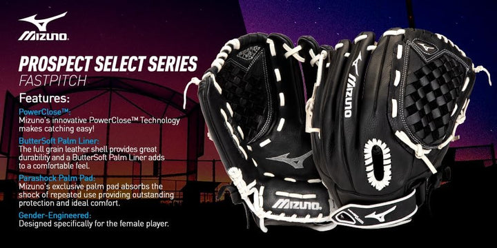Mizuno Prospect Select Fastpitch Softball-Handschuh-Serie | Vollnarbenleder | weibliche spezifische