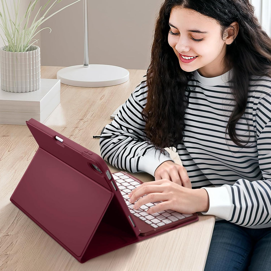 Vobafe Hülle mit Tastatur für iPad A16 11/10 Generation (2025/2022, 10,9/11 Zoll), Magnetisch Abnehm