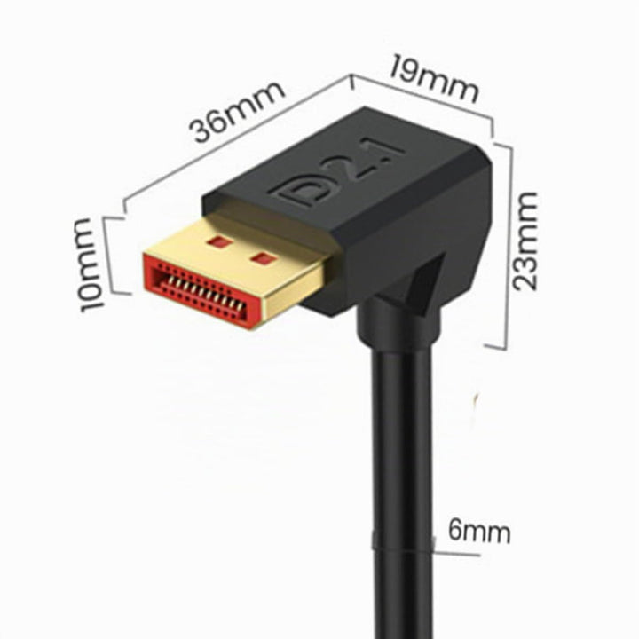 Displayport 2.1 Kabel,90-Grad rechtwinklig DP Stecker auf Buchse Verlängerungskabel, 52Gbps kurze Di
