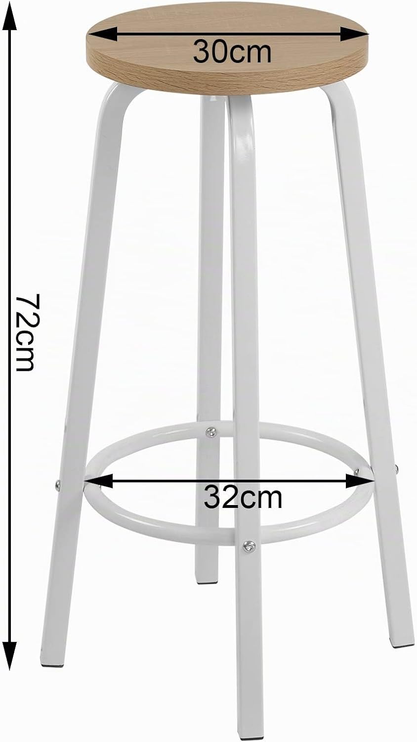 WOLTU 4X Barhocker Barstuhl Bistrohocker Tresenhocker runde Sitzfläche aus MDF Gestell aus Metall Na