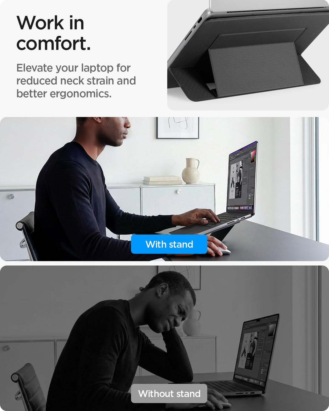 Spigen Slim Fold Laptop Ständer, Ultradünn & Leicht Laptopständer, Ultra-Schlankes Design Laptop Sta