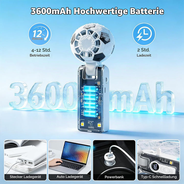 Handventilator, Tragbarer Mini Ventilator mit Wassernebel, USB Aufladbarer Mini Lüfter Elektrischer