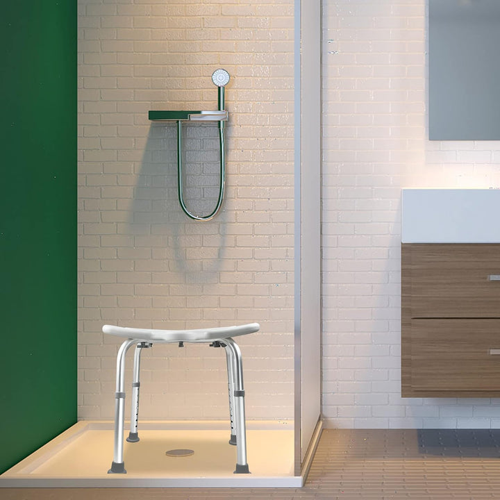 Duschhocker, Duschstuhl für Senioren höhenverstellbar 37-51 cm, Toilettensitzerhöhung Anti-Rutsch-Fü