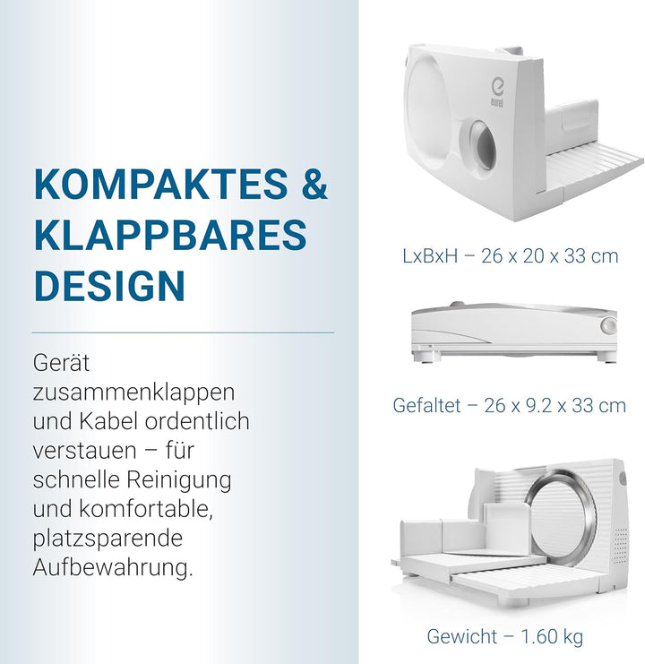EUREL RS42 Allesschneider | Made in Europa I platzsparend klappbar Elektrischer Schneidemaschine, Br