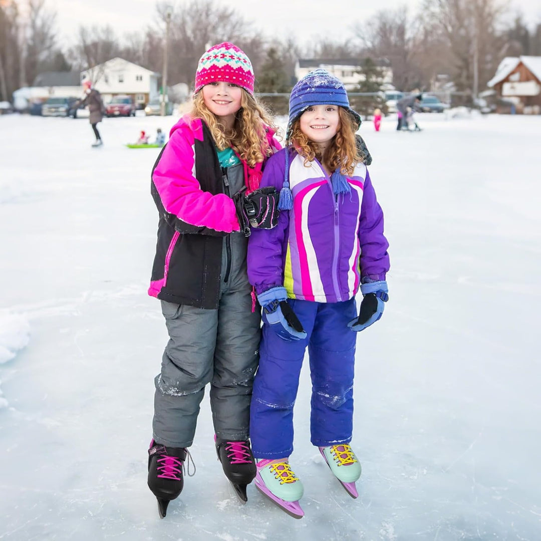 Nattork Ice Skates 4 Sizes Adjustable for Kids Boys Girls, Fun Beginner Ice Skating for Outdoor, Sof