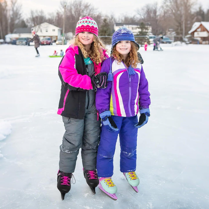 Nattork Ice Skates 4 Sizes Adjustable for Kids Boys Girls, Fun Beginner Ice Skating for Outdoor, Sof