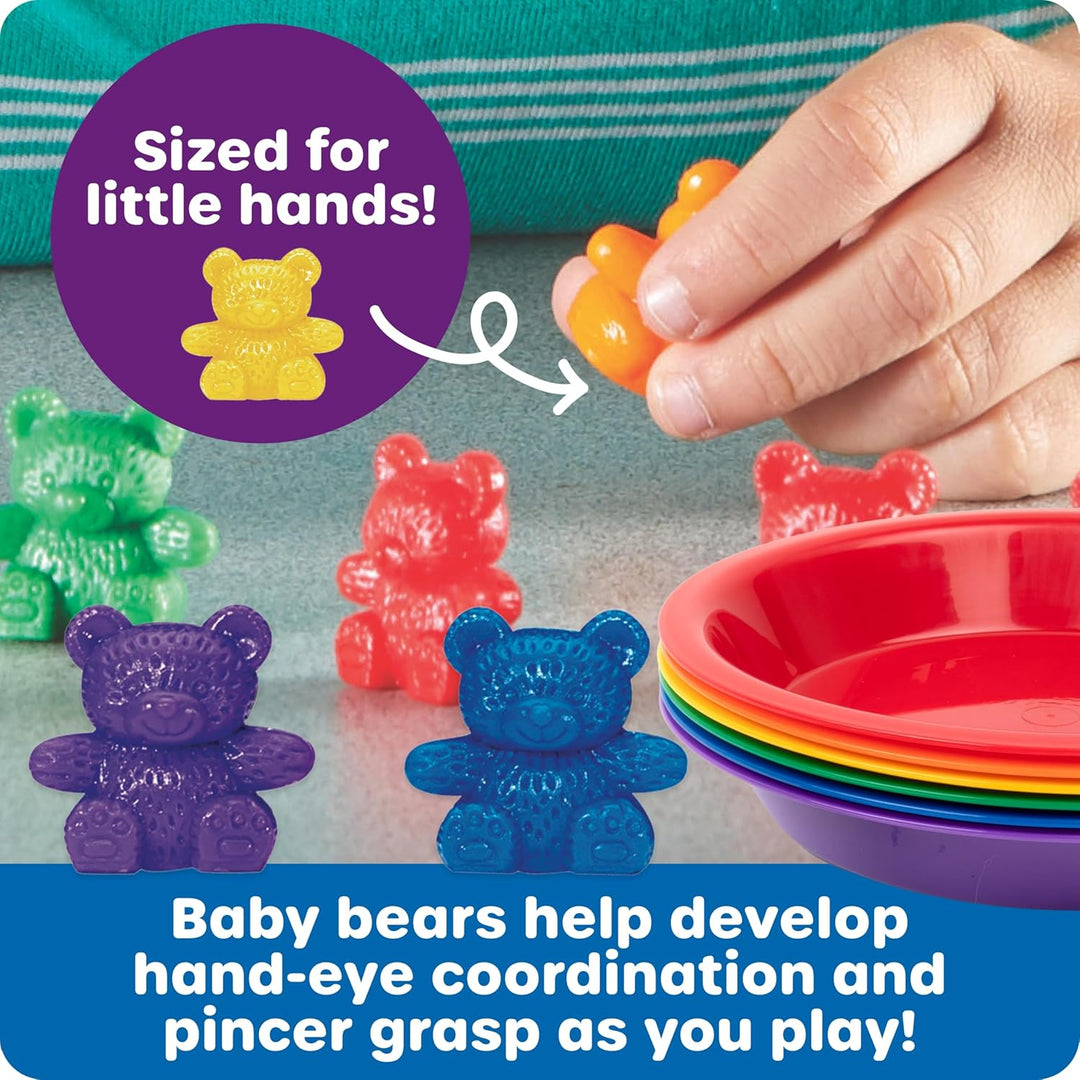 Learning Resources LER0739 BABY BEAR SORTING SET-102 BEARS 6 FARBEN 6 BOWLS