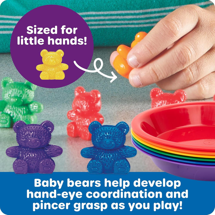 Learning Resources LER0739 BABY BEAR SORTING SET-102 BEARS 6 FARBEN 6 BOWLS