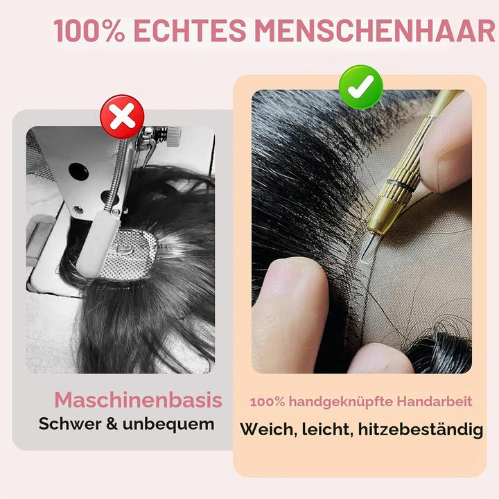 S-noilite Haar Toppers Echthaar Natürliches Schwarz - Toupet für Frauen mit Seitenpony 100% Echthaar