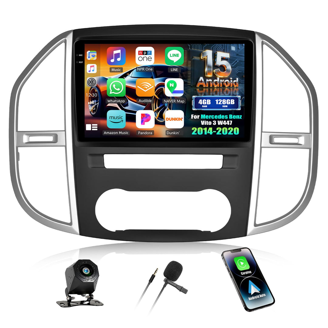 CAMECHO 4+128G 10 Zoll Android 15 Autoradio für Mercedes Benz Vito 3 W447 (2014-2020) mit Wireless C