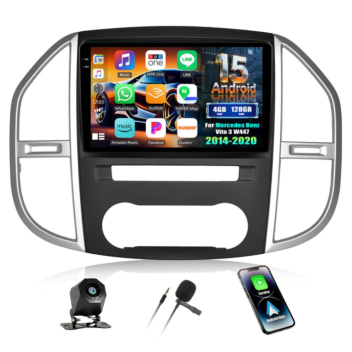 CAMECHO 4+128G 10 Zoll Android 15 Autoradio für Mercedes Benz Vito 3 W447 (2014-2020) mit Wireless C