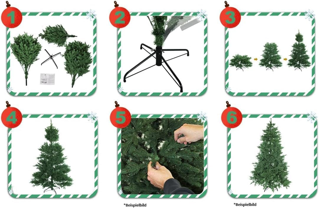 RS Trade HXT 15013 150 cm künstlicher Weihnachtsbaum mit Schnee und Zapfen (Ø ca. 96 cm) ca. 760 Spi