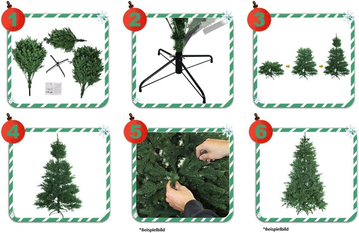 RS Trade HXT 15013 150 cm künstlicher Weihnachtsbaum mit Schnee und Zapfen (Ø ca. 96 cm) ca. 760 Spi