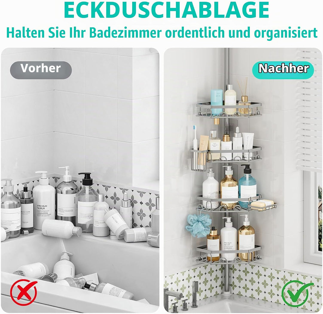 HapiRm Teleskopstange Duscheckregal Teleskop - Teleskopregal, 70-276cm Silber Teleskop, Silber Teles