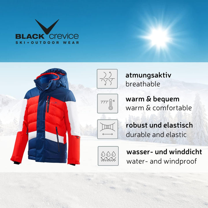 Black Crevice Kinder Skijacke I Kinder-Skijacke in verschiedenen Farben & Grössen I wind- & wasserdi