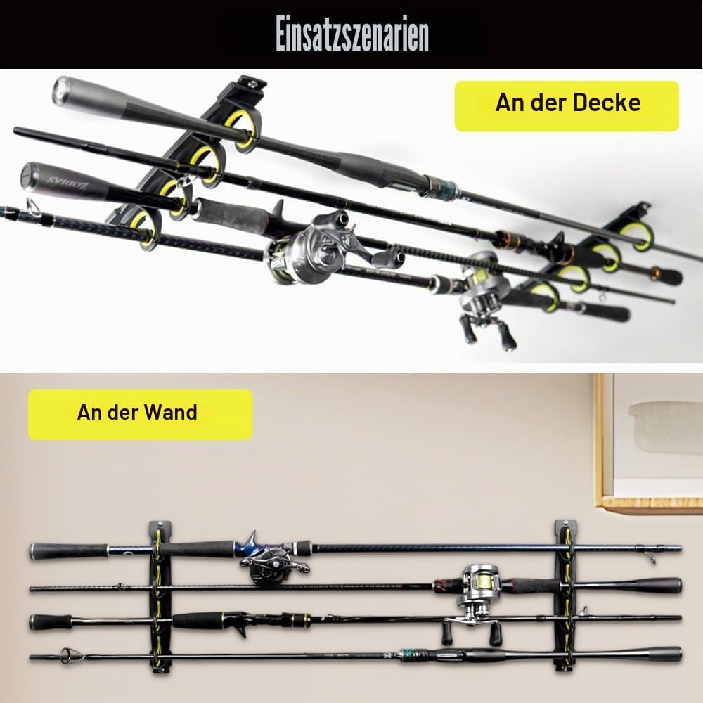 MiOYOOW Angelrutenständer, Angelrutenhalter mit Weichen Silikonpolstern, Wand- Oder Deckenmontage, R