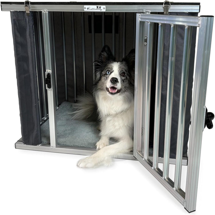 Callieway Faltbare/Klappbare ALU DOGBOX/Hundebox/Transportkäfig klappbar (XLarge), XLarge