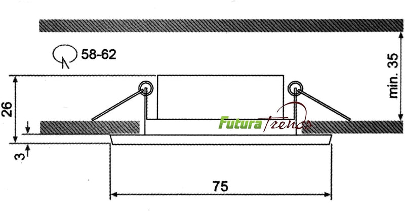 vislux LED Einbaustrahler 230V - 58mm - 70mm - Einbauspots Badezimmer- Energiesparende warmweisse Ei