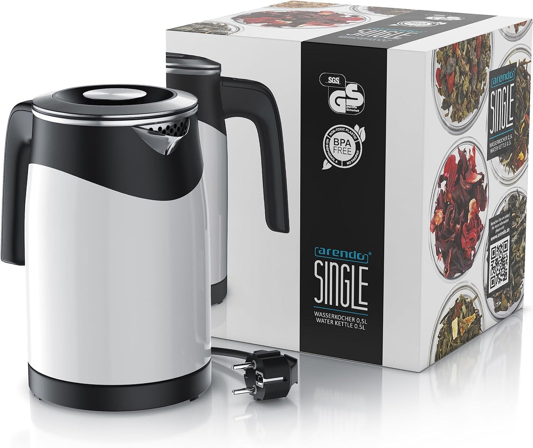 Arendo - 0,5l Edelstahl Wasserkocher mit Temperatureinstellung im Doppelwand-Design - 0,5l Wasser-Fü
