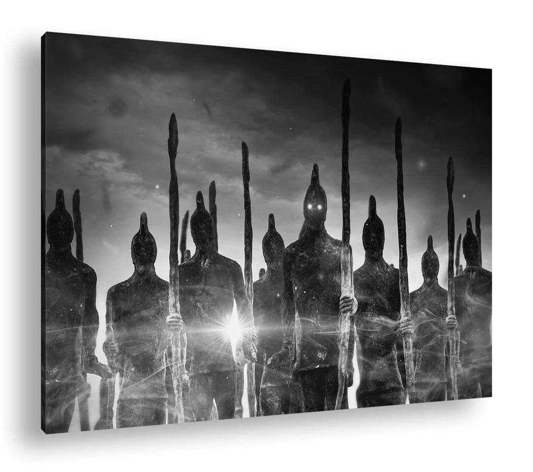 düstere Armee der Toden Format: 80x60 Effekt: Schwarz&Weiss als Leinwandbild, Motiv fertig gerahmt a