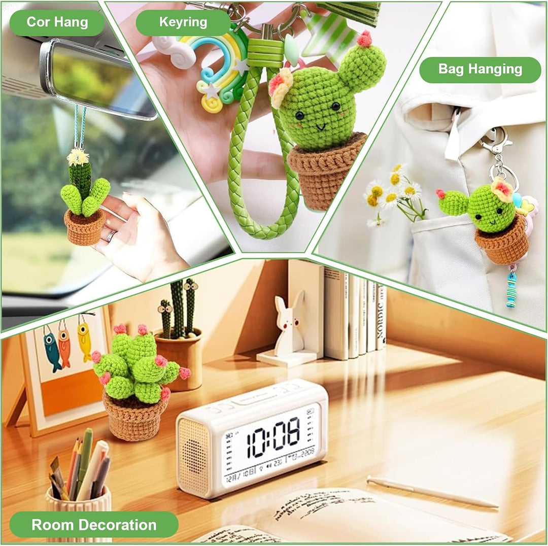 Lonsien Häkelset für Anfänger 3 Cactus Häkeln Für Anfänger Komplett Stricken für Anfänger Set Croche