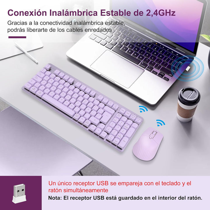 LeadsaiL Mechanische Tastatur mit niedrigem Profil, FA98 Pack kabellose Tastatur und Maus mit rotem