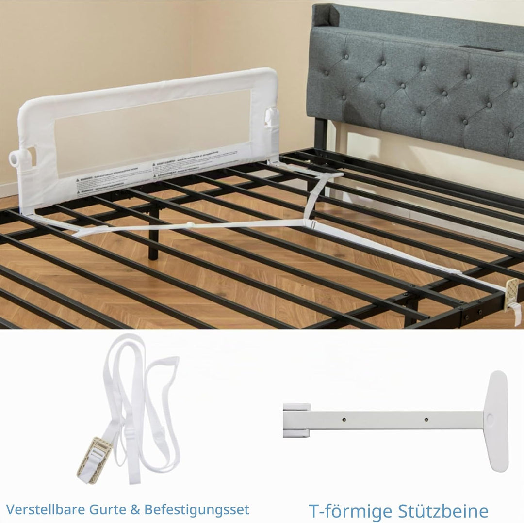 LIFEZEAL Bettgitter Faltbar, 120cm Bettschutzgitter Rausfallschutz, Kinderbettgitter aus Oxfordstoff