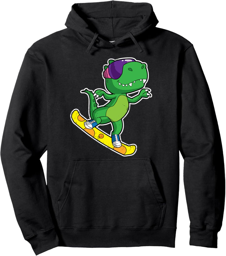 T Rex Snowboarder Snowboard Dinosaur Winter Sports Pullover Hoodie