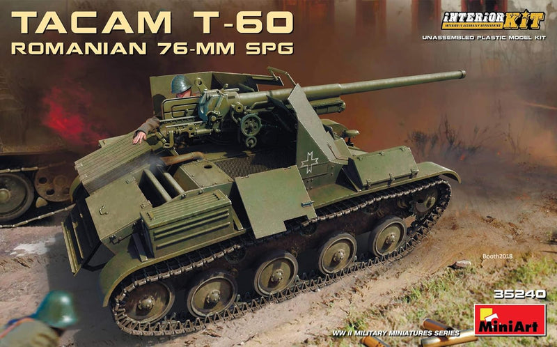 Mini Art 35240 1:35 Rom. 76-mm SPG Tacam T-60 Interieur-originalgetreue Nachbildung, Modellbau, Plas