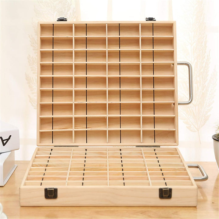 CHSEEO Ätherisches Öl Display Box Halter Organisator Aufbewahrungsbox 72 Löcher Holzbox Kann Nagella