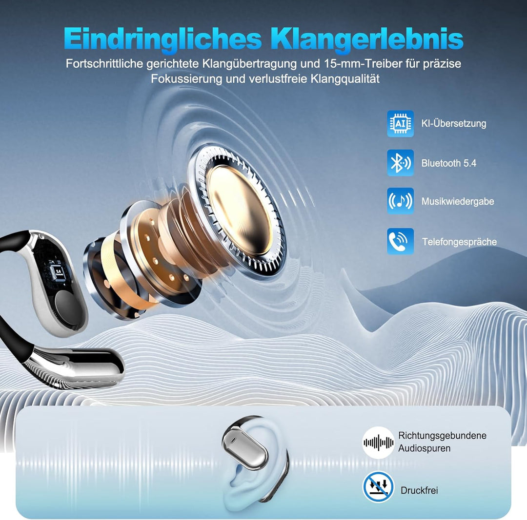 Ki Übersetzungs Kopfhörer mit Touch LCD-Touchscreen, Übersetzungskopfhörer mit Echtzeit Übersetzung,