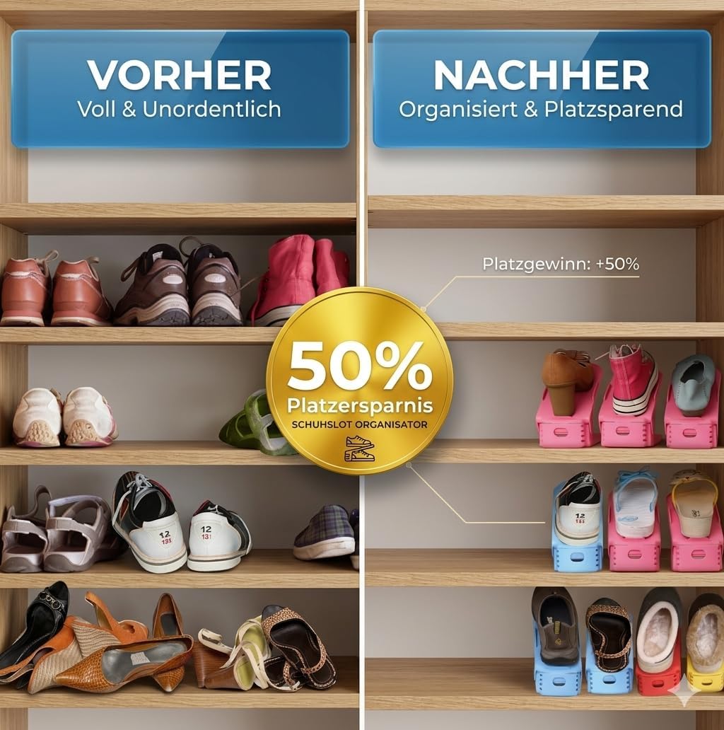 5 x Verstellbarer Profi Schuhstapler Schuhorganizer Schuhhalter – Magic Shoe Rack Organizer - Sparse