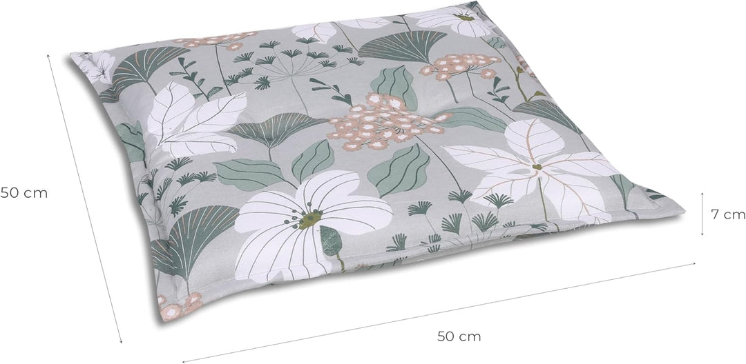 Bequeme und attraktive Polsterauflagen für Gartenhocker (2er-Set, Ginkgoblatt grün, Hockerauflage) H