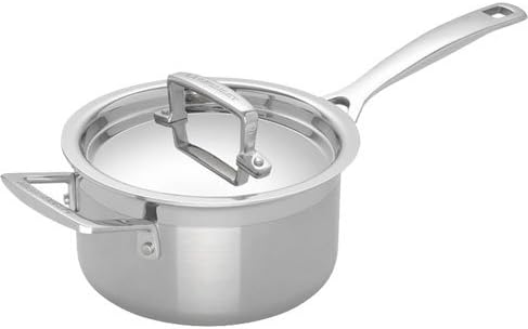 Le Creuset Stielkasserolle mit Deckel aus 3-ply Edelstahl, Ø 16 cm, Für alle Herdarten inkl. Indukti