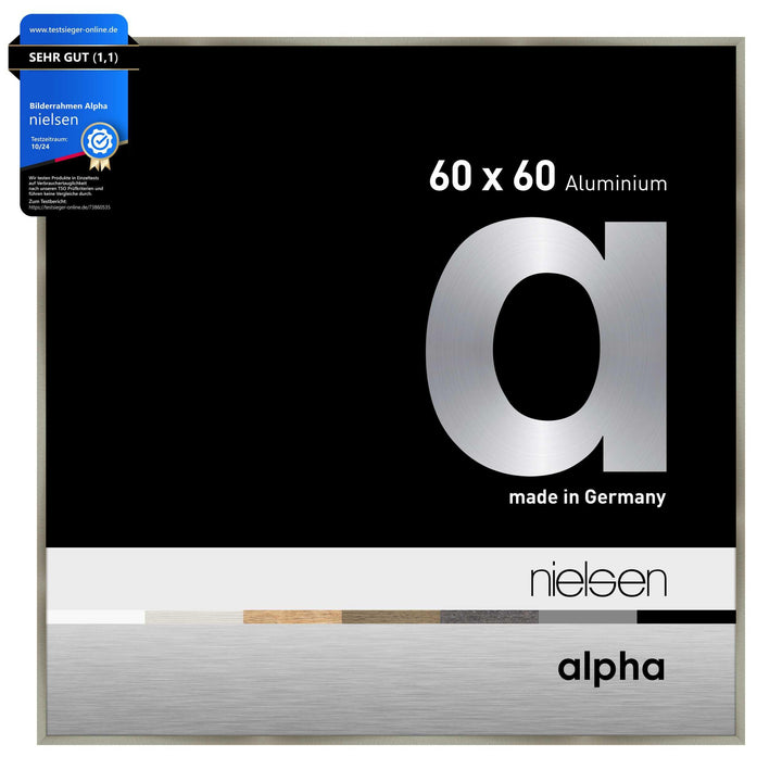 nielsen Aluminium Bilderrahmen Alpha, 60x60 cm, Brushed Edelstahl Brushed Edelstahl 60 x 60 cm, Brus