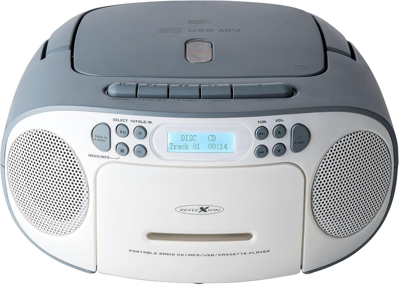 Reflexion CD-Player mit Kassette und DAB-Radio für Netz- und Batteriebetrieb (PLL UKW-Radio, DAB+, L