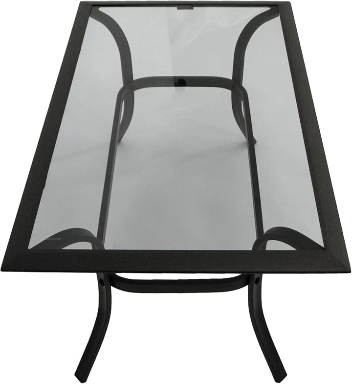 DEGAMO Beistelltisch Zagreb 102x61x48cm, Stahl schwarz, Tischplatte Glas grau getönt, Indoor und Out