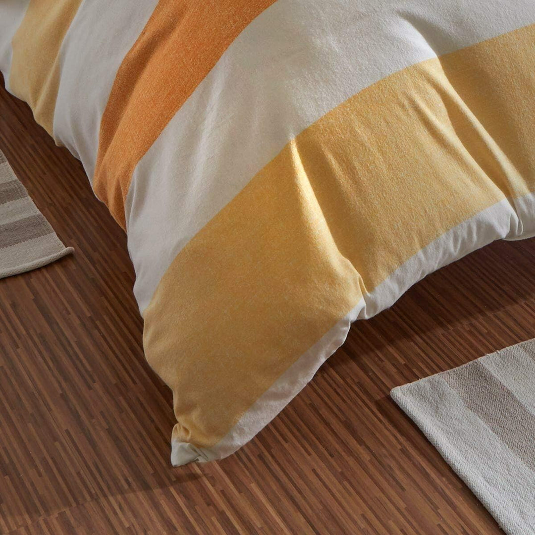 Traumschlaf Bettwäsche Biber Streifen orange 1 Bettbezug 200 x 220 cm + 2 Kissenbezüge 80 x 80 cm, 1