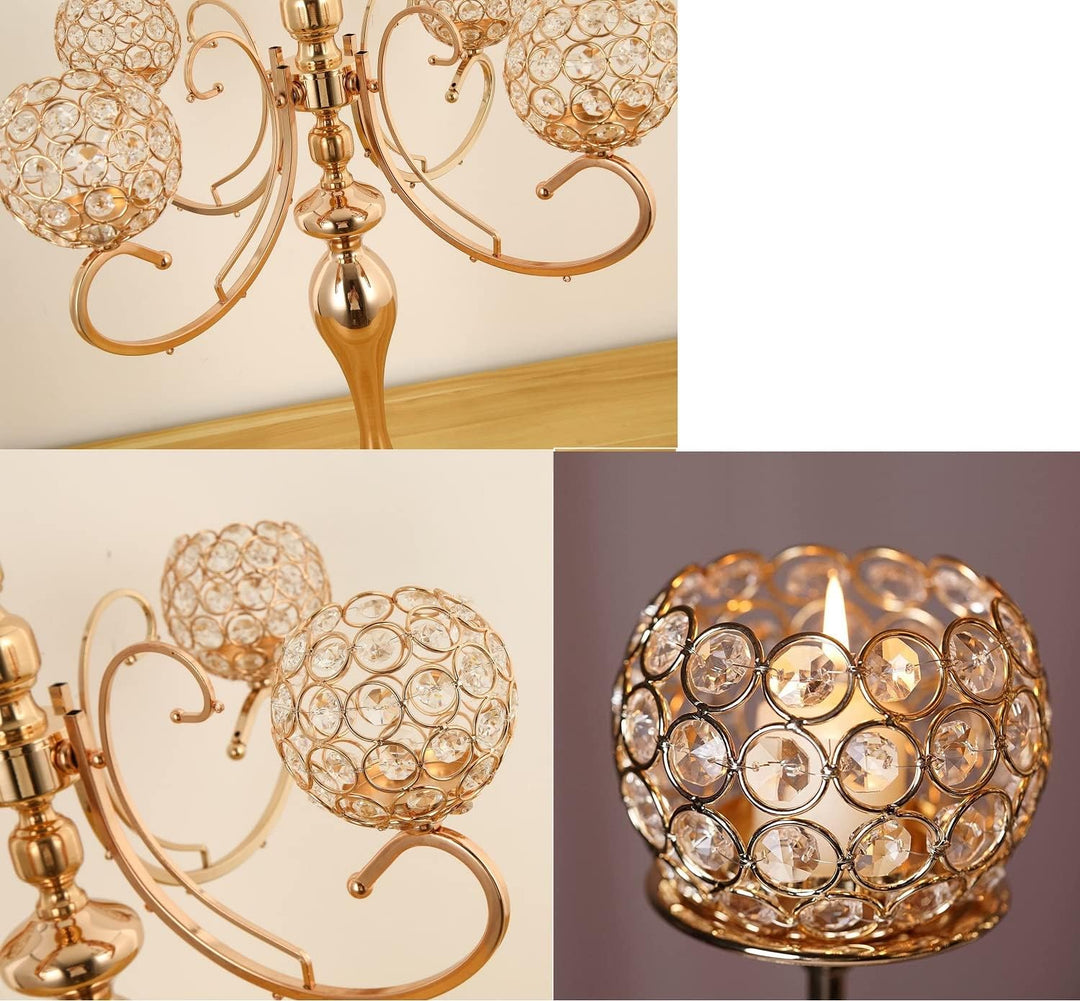 Kerzenhalter mit 5 Armen, goldfarben, 65 cm hoch, für Tischdekoration, elegantes Design, Hochzeitsge