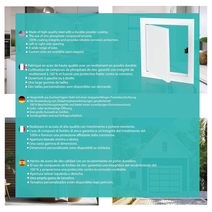 Revisionsöffnung 250 x 300 mm aus Stahl mit Magnetverschluss, seitliche Öffnung links/rechts, Zugang
