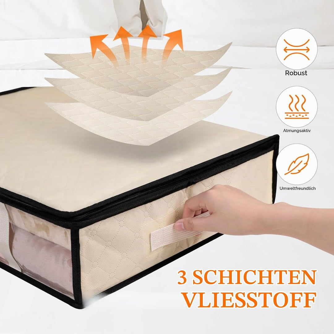 AiQInu Unterbett Aufbewahrungsbox,4 Stück Unterbettkommode mit Sichtfenster und 4 Haltegriffen 60x 4