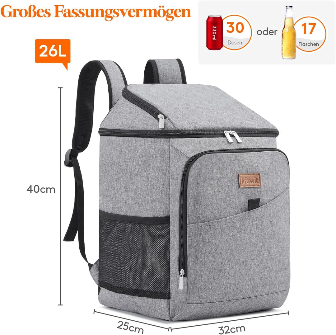 Lifewit 26L Kühlrucksack Thermo Rucksack Kühltasche Isolierte Cooler Bag Weich Doppeldecker für Pick