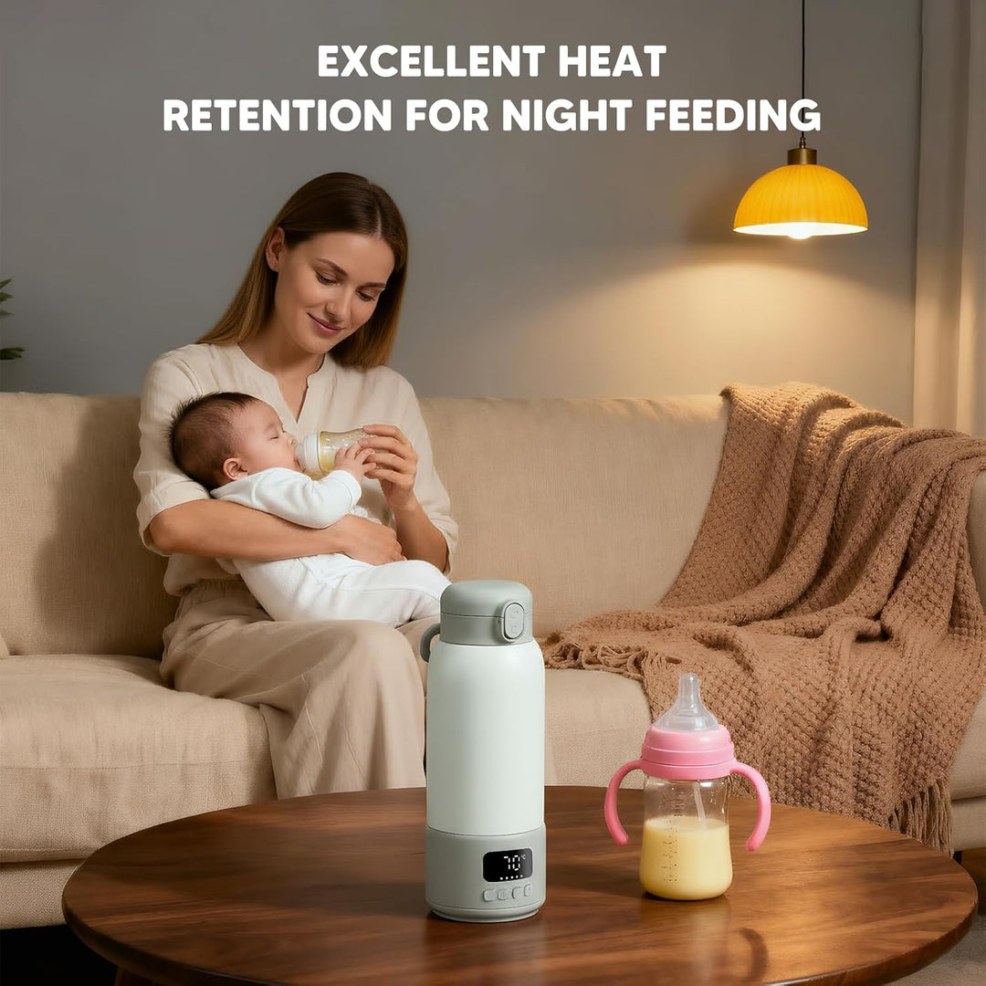 Tragbarer Flaschenwärmer 100W – Vakuum Edelstahl Isolierung, 80 Sek Schnellaufheizung, 500ml, 16000m