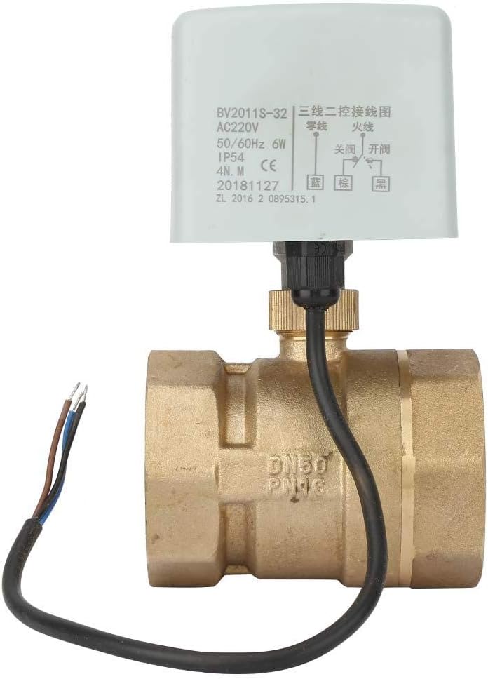 220 V Wechselstrom Elektrokugelhahn, DN50 2 Zoll 2 Wege 3 Draht Messing Motorisiertes Kugelhahn