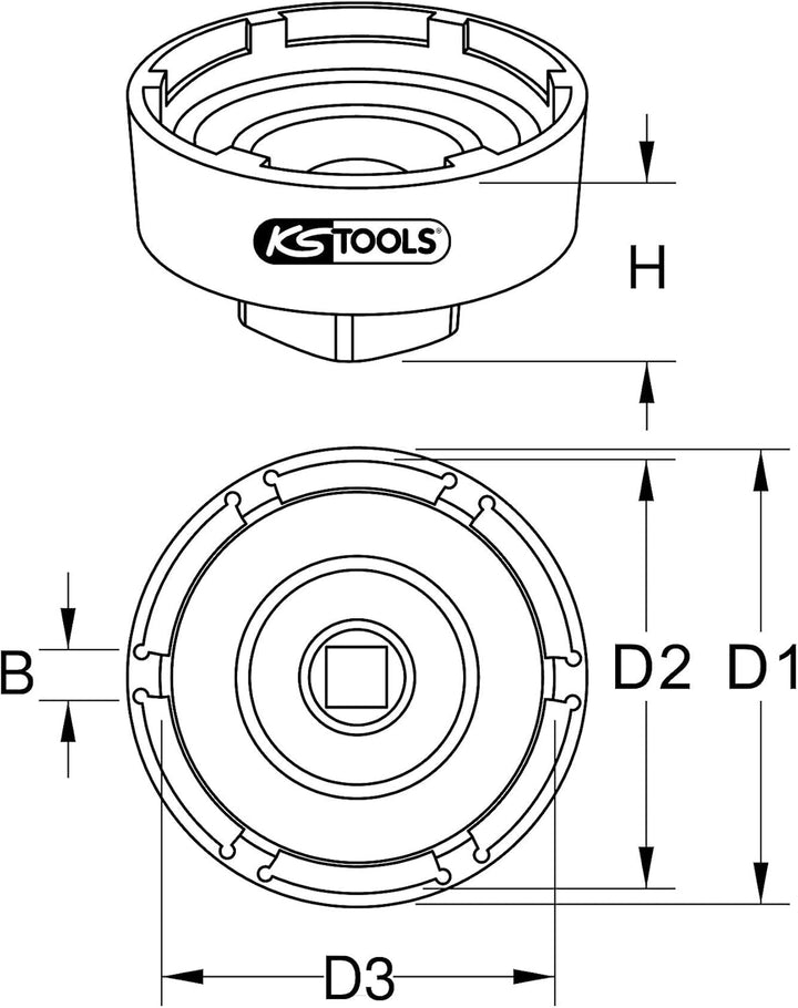 KS Tools 460.1085 3/4' Nutmuttern-Schlüssel mit 6 Zapfen für DAF, Innenzapfen 66mm