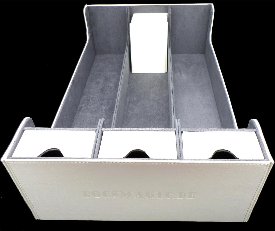 docsmagic.de Premium 3-Row Trading Card Storage Box White + Trays & Divider - MTG PKM YGO - Aufbewah
