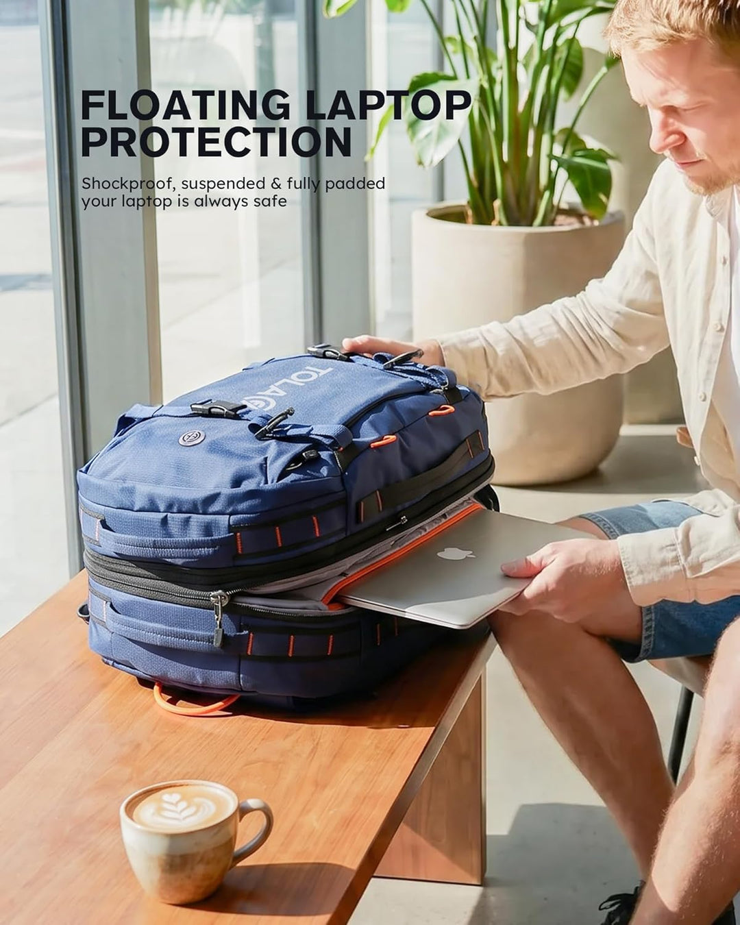 Tolaccea Reiserucksack, Handgepäck Rucksack Flugzeug, TSA-Freundlicher Laptop Rucksack 15,6 Zoll, Er
