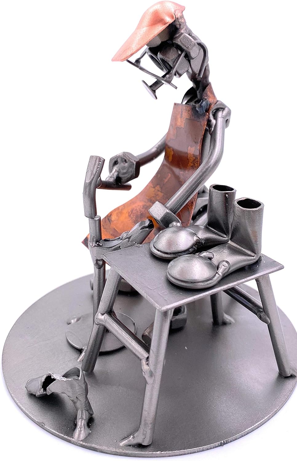 STEEMO Schraubenmännchen Schuster Handwerker-Geschenk Metall-Deko 12x12x14 cm